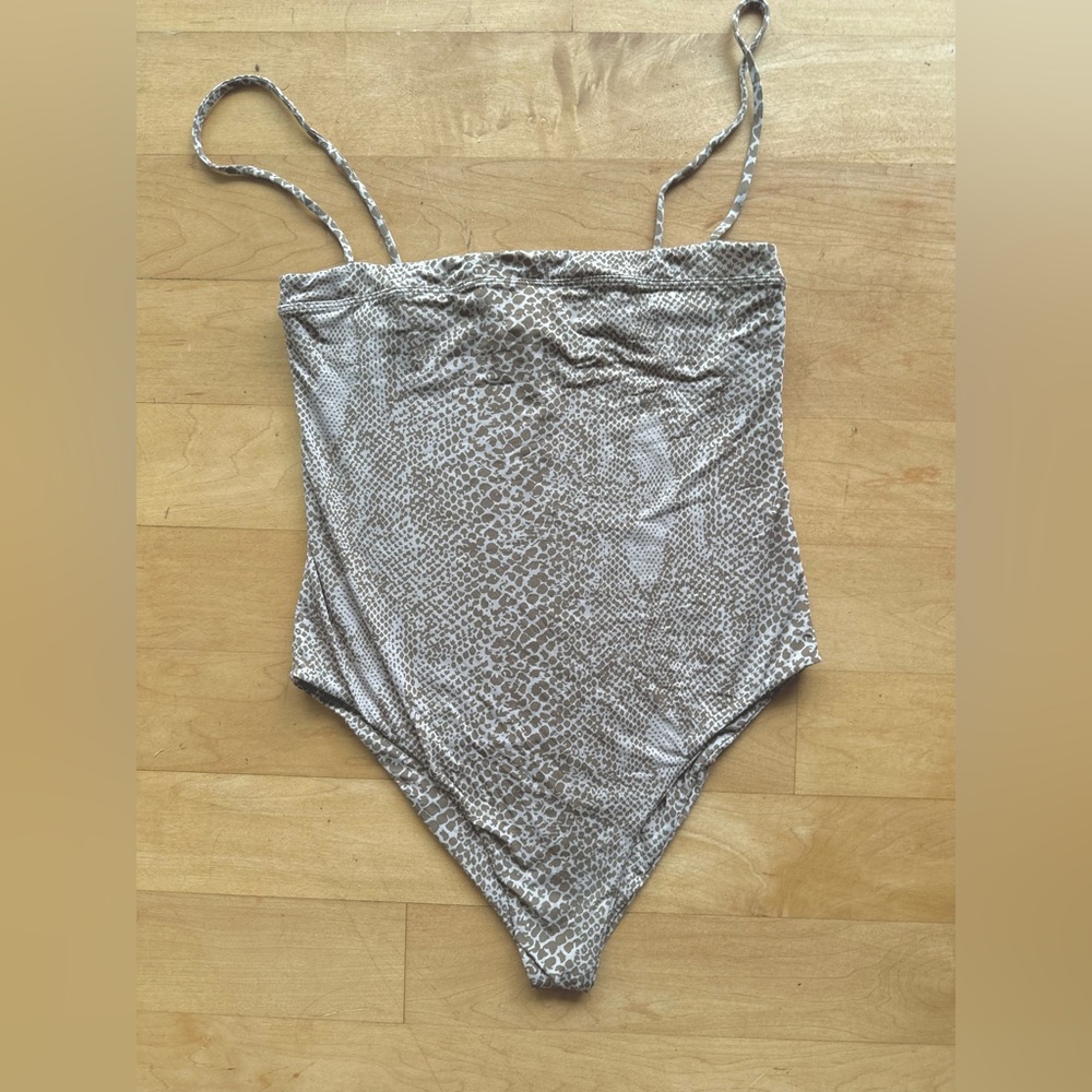 Acacia Lonny snake lining bodysuit in Tan